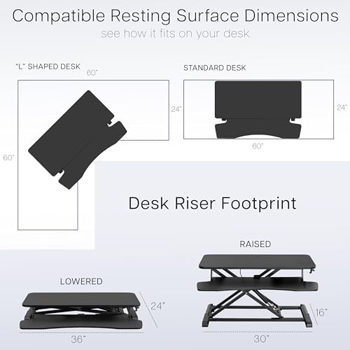 VIVO Dark Walnut 36 in Standing Desk Converter, DESK-V036KA