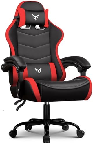 GTPLAYER Gaming Chair High Back Computer Chairs Rest for Adults, Ergonomic Height Adjustable Recliner Chair 300lbs with Linkage Armrest and Lumbar Support for Home Office, Red