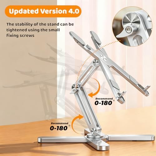MOALLIA N86 360 Rotating Laptop Stand for Desk with Locking Knobs, Silver