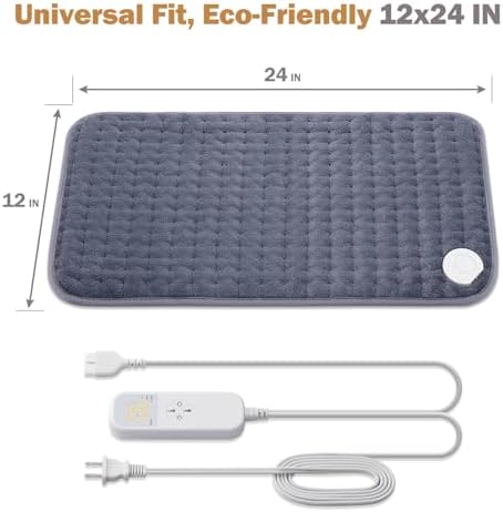 Heating Pad for Back, Neck & Shoulders, Soft Electric Heating Pad with Moist & Dry Heat, Auto-Off, Machine Washable, Birthday Gifts for Women Wife Mom Her (Rock Gray, 12"x24")