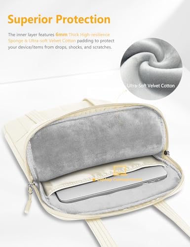 HYZUO 13.3-14 Inch Puffy Laptop Case Sleeve Padded Handbag, Beige