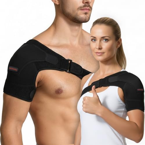 1 PC Shoulder Brace for Men and Women for Pain Relief - Shoulder Support & Compression Sleeve for Torn Rotator Cuff, AC Joint, Dislocation - Adjustable Design (L, 1)