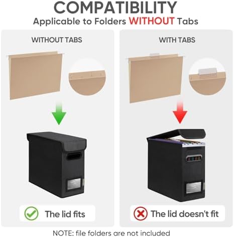 BALEINE File Organizer Box with Lid, Collapsible Hanging File Storage Box