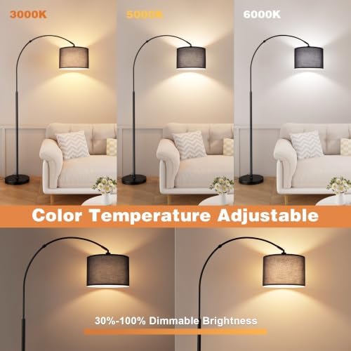 Ambimall Dimmable Arc Floor Lamp with Remote, Color Temperatures Adjustable