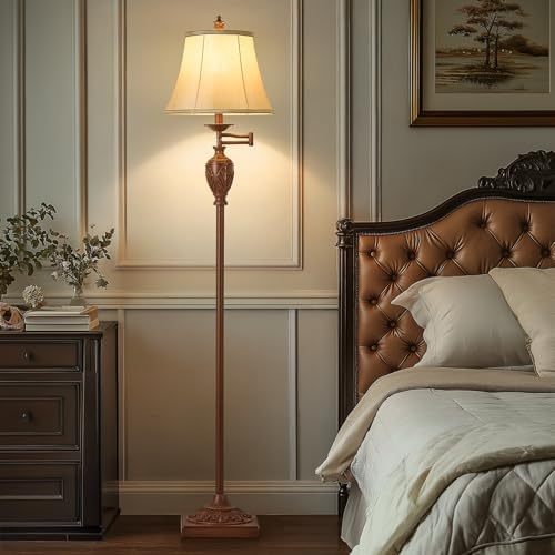 AIDENOEY Traditional Floor Lamp with 350° Swing Arm,Including Bulb,Walnut