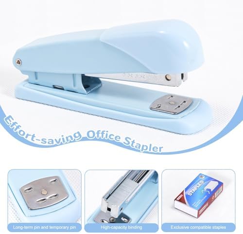 Gawsey Blue Desk Organizers and Accessories with Desk Organizer 360° Rotating Pen Holder and Office Supplies, Cute Stationery Supplies Set