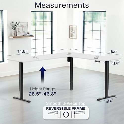 VIVO White 75 x 63 in Corner Standing Desk, DESK-E3CTBW-75