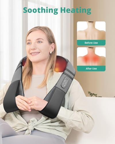 Medcursor Neck Massager with Heat - Deep Tissue Pain Relief, Rechargeable Shiatsu Neck and Shoulder Massager, Ideal Choice for Men, Women, Mom & Dad