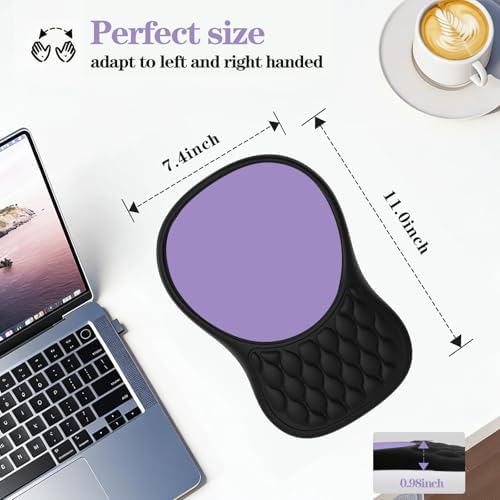 Ergonomic Mouse Pad with Wrist Rest Sloped Massage Design (Black + Purple)