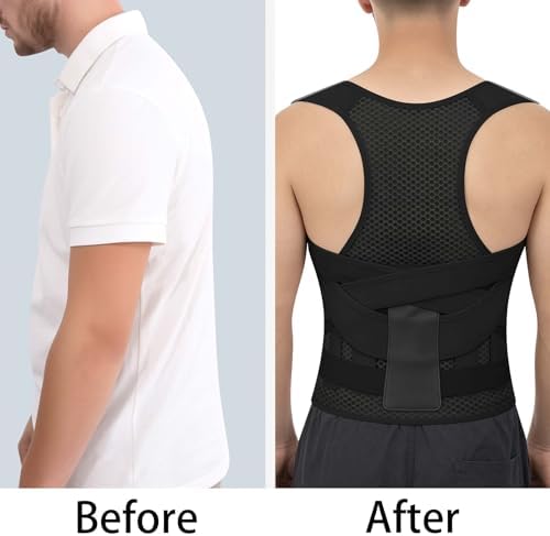 Back Brace Posture Corrector for Women and Men Adjustable Shoulder Straightener Helps Reduce Upper Lower Back Pain Relief Support Hump Scoliosis Hunchback Slouching Kyphosis Traction Correction Syste Black Medium