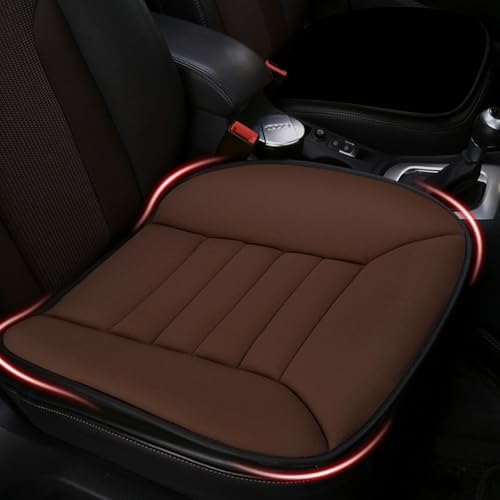 MYFAMIREA 2PCS Car Seat Cushion Pad 1.2" Thick Comfort Seat Protector for Car Driver Seat Office Chair Home Use Memory Foam Seat Cushion with Non Slip Bottom, 20'' x 18.5'', Coffee