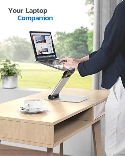 Nulaxy Laptop Stand, Ergonomic Sit to Stand Laptop Holder Convertor, Adjustable Height from 2.1" to 13.8", Supports up to 22lbs, Compatible with MacBook, All Laptops Tablets 11-17" - Silver