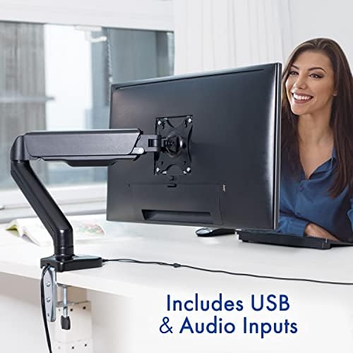Spring LCD Monitor Arm with USB and Multimedia Ports for: Acer K202HQL bi 19.5” HD+ (1600 x 900) TN Monitor 60Hz Refresh Rate 5ms for Work or Home