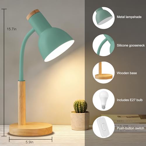 WLHONG LED Desk Lamp, Modern Table Lamps, Eye-Caring Study Lamp, Green