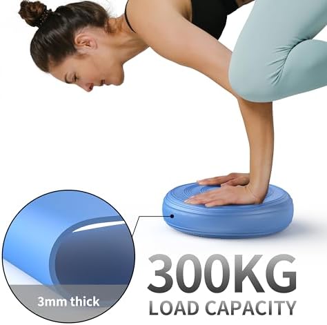 Inflated Wobble Cushion,Circular Non-slip Texture for Comfortable Sitting,Extra Thick Dyna Disc with Pump for Core Strength,Wiggle Seat to Improve Posture,Fitness,660lb Load Capacity