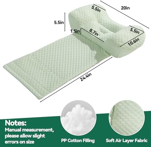 MABOZOO Neck Pillows for Recliners with Pocket,Headrest Cushion for Neck Pain Relief and Cervical Support,Recliner Head Pillow for Side Sleeping at Home, Office or Traveling（Green）