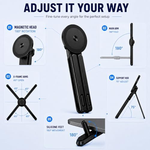 Portable Laptop Stand for Desk, Magnetic Phone Holder&Tablet Stand