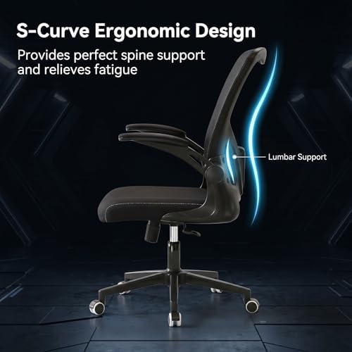Ergonomic Office Desk Chair, 90°-125° Tilt Back Home Desk Chair with 360° Swivel & Mute Wheels, High Back Mesh Computer Chair for Adults with Lumbar Support, 330 LBS Capacity (01Black)