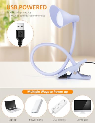 LiFMIRA Desk Lamp Clip on Lamp for Bed, LED Reading Light for Bed Purple