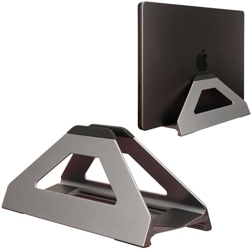 Vertical Laptop Stand, Space Saving Holder for MacBook with Tool-Free Width Adjustment, Pretty Anodized Aluminum for Desk, Universal Fit for 10-17" Laptop