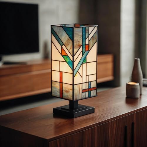 Small Tiffany Style Stained Glass table Lamp Handmade 5.9"Wx15"H ETL Listed