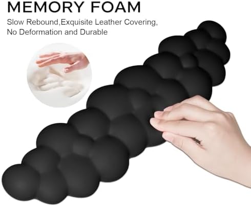 JIKIOU Upgrade Leather Cloud Wrist Rest for Keyboard and Mouse & Cup Pad