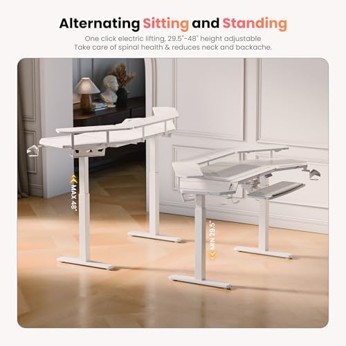 EUREKA ERGONOMIC Gaming Desk, 72" Electric Standing Desk, Dual Motor