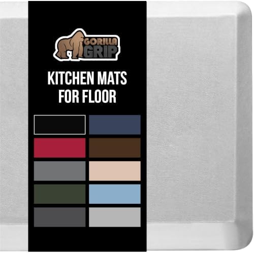 GORILLA GRIP Cushioned Antifatigue Kitchen Mat for Floor, 48x20, Light Gray
