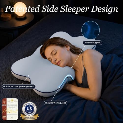 Ultra Cooling Cervical Neck Pillow for Side Sleepers, 2-Height 5.31"/3.54"