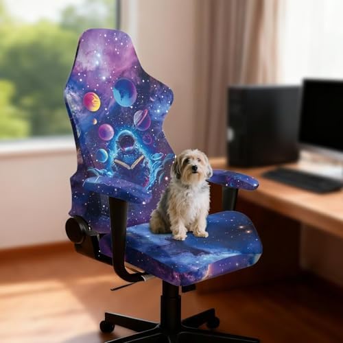 Gaming Chair Seat Cover Spaceman Galaxy Stretch Removable Washable Computer Reclining Gaming Chair Protector Slipcovers with Armrest Cover