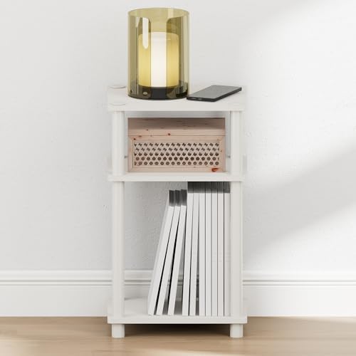 Furinno JUST Toolless 3-Tier Night Stand, Open Storage, White