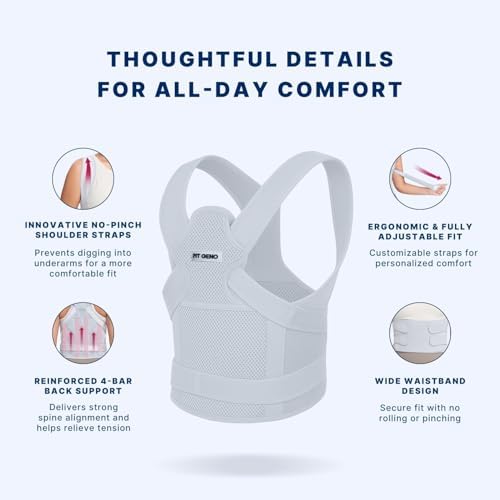 Fit Geno Posture Corrector for Women & Men, Back Shoulder Support Brace