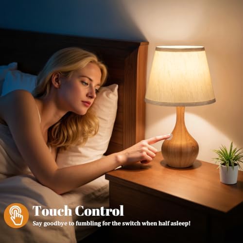 16.1" Touch Table Lamp for Nightstand, Dimmable Small Bedroom Lamp Set of 2