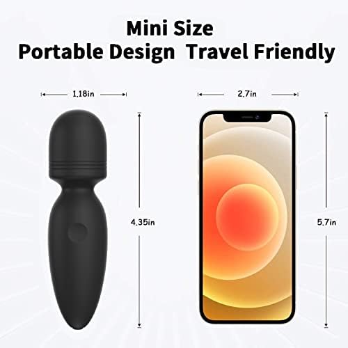 Mini Wand Massager,Small Cordless Handheld Massager with 10 Quiet Vibration Modes, Personal Handheld Rechargeable Massager for Neck Shoulder Back Body [4.35 * 1.18 inches]