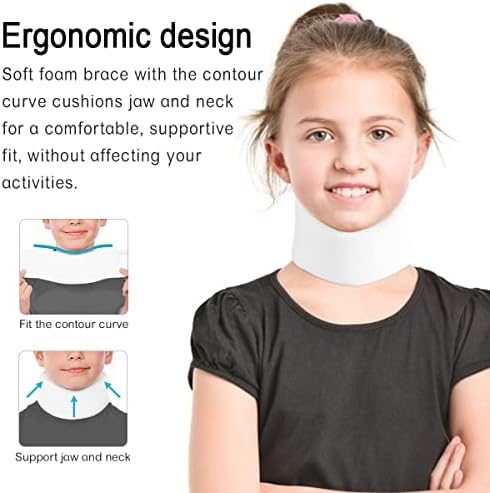 Kids Neck Brace for Neck Pain and Support, Soft Foam Cervical Collar Adjustable Youth Neck Support for Childrens Whiplash and Childs Torticollis Neck Stabilizer