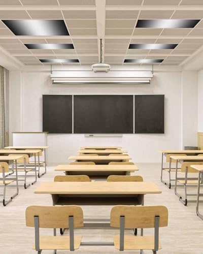 Black White Geometric Abstract Minimalist Stripes Magnetic Fluorescent Light Covers for Ceiling Lights 2 x 4 Feet,Office Classroom Kitchen Drop Ceiling Light Covers Lighting Filters Shade Panel 1 Pack