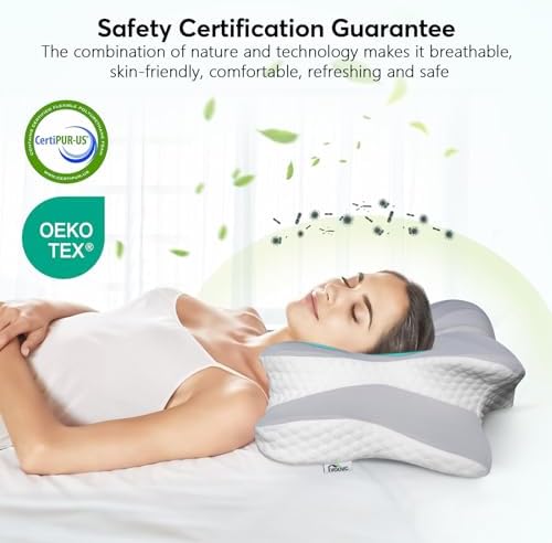 Cervical Contour Pillow for Neck, Shoulder and Back Pain Relief - Orthopedic Memory Foam Support for Side Sleepers
