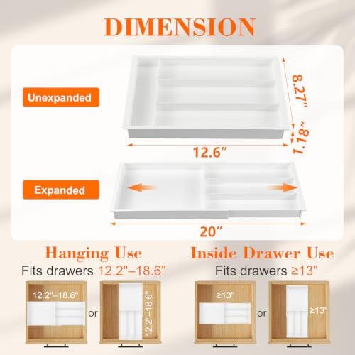 Briwooody 3 Pcs Hanging Sliding Drawer Tray with Adjustable Dividers
