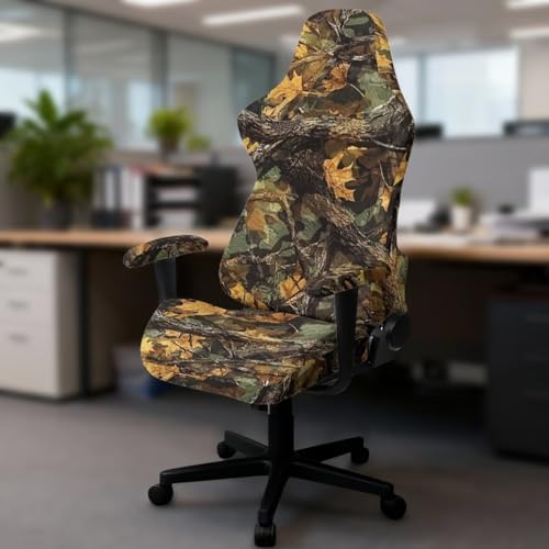 Camo Hunting Print Gaming Chair Cover Non Slip Universal Furniture Protector Stretchable Stain Resistant Gaming Chair Slipcover with Armrest Covers
