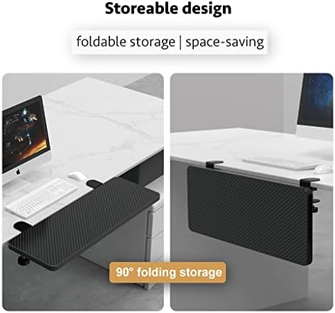 Ergonomics Desk Extender Tray, Suitable for Office. Foldable, Punch-Free Clamp on.Computer Keyborad Tray, Desk Extension Board.(25.2"*9.45"(64cm*24cm), Carbon)