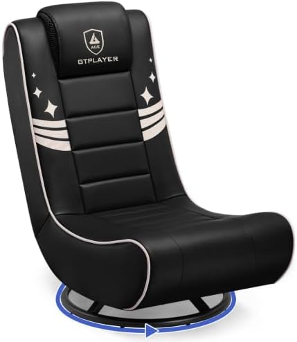 GTPLAYER Floor Gaming Chair Foldable Swivel Floor Chairs for Kids Boys Comfy Video Game Seat with 360° Multipurpose for Gamers, Bedroom or Game Room (Gold)