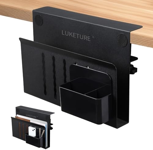 LUKETURE Desk Side Storage Laptop Holder No Drill Clamp On Organizer