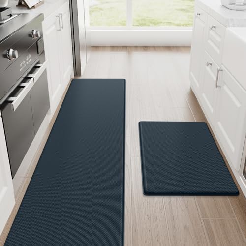StepRite Kitchen Mats for Floor, 2-Piece Anti-Fatigue Rugs, Dark Charcoal