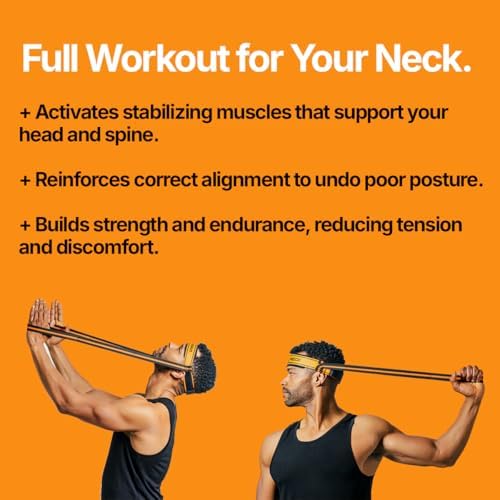 Portable Neck Exercise Device - Neck Pain Relief, Posture Improvement, and Neck Strength Training with Resistance Band and Adjustable Head Strap for Home Use, Gym use or Travel - Lightweight, Compact