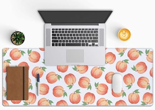 Gaming Mouse Pad, XL Extended Computer Keyboard Long Mouse Mat, Large Desk Pad for Office Laptop, Non-Slip Rubber Base with Stitched Edge Mousepad, 31.5X11.8 inch Watercolor Peaches