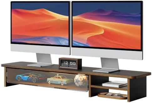 Fenge Monitor Stand with Acrylic Display Drawer for Figures & Collectibles