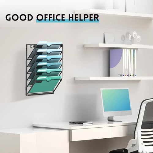 6-Tier Wall File Organizer, Hanging File Holder, Wall Mounted Mail Sorter