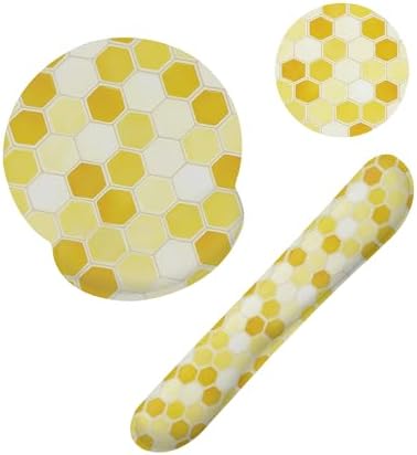Honeycomb Bee Geometric Ergonomic Wrist Support Keyboard Mouse Wrist Rest Set, Computer Office Comfortable Wrist Rest for Mouse Easy Typing