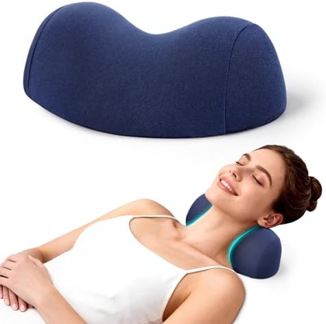 COMFYTHERA Small Neck Stretcher Pillow for Pain Relief, Soft Cervical Traction Device Neck Mild Support Pillow Memory Foam Cervical Neck Orthopedic Pillow for Tension Muscle Relax Relief (Dark Blue)