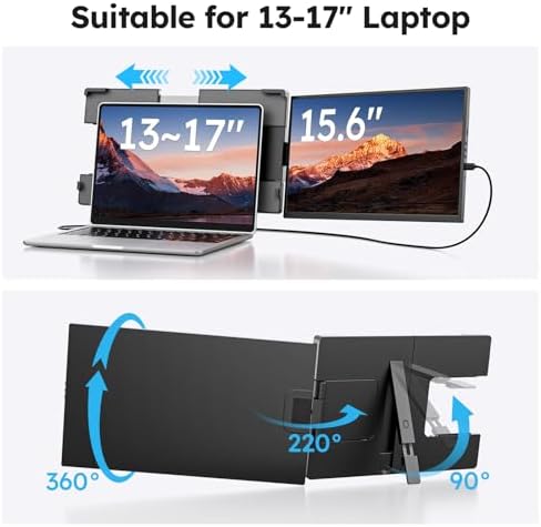Dopesplay Laptop Screen Extender, 15.6" FHD 1080P IPS External Portable Monitor for Laptop, Plug & Play Dual Screen Monitor for 13"-17" Laptops, Compatible with Mac, Wins, Chrome, Android, Dex